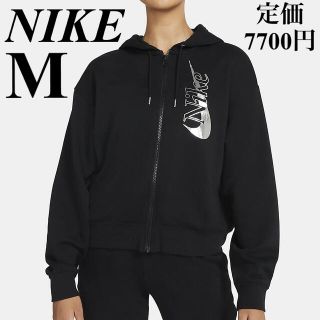 ナイキ(NIKE)のM ナイキ　裏起毛　スウェット　ジップアップパーカー　軽量　ナイキパーカー　黒(パーカー)