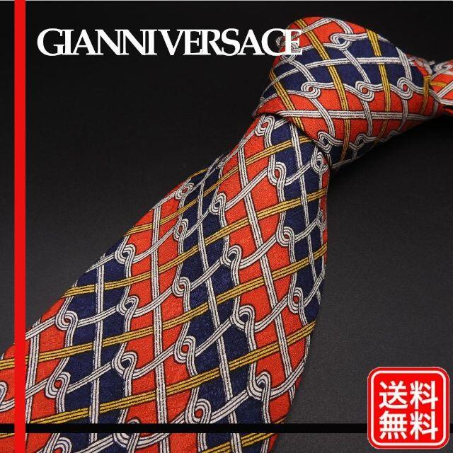 Gianni Versace(ジャンニヴェルサーチ)のGIANNI VERSACE ヴェルサーチ　オレンジ×ネイビー  ネクタイ メンズのファッション小物(ネクタイ)の商品写真