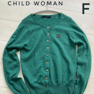 チャイルドウーマン(CHILD WOMAN)のchild woman 兵隊刺繍　クルーネックカーディガン　グリーン(カーディガン)