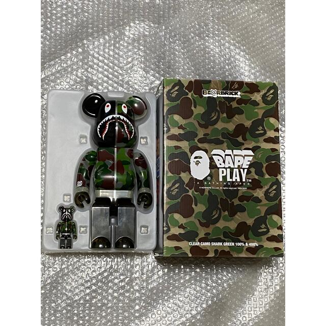 BE@RBRICK BAPE CLEAR ABC CAMO SHARK 100% & 400% GREEN ベア