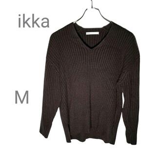 イッカ(ikka)のikka イッカ Vネックリブニット Vネックニット M ブラック 黒(ニット/セーター)