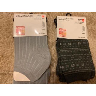 ユニクロ(UNIQLO)のユニクロ　ヒートテックレギンス　M 2足セット　チャコール柄入りとライトグレー(レギンス/スパッツ)