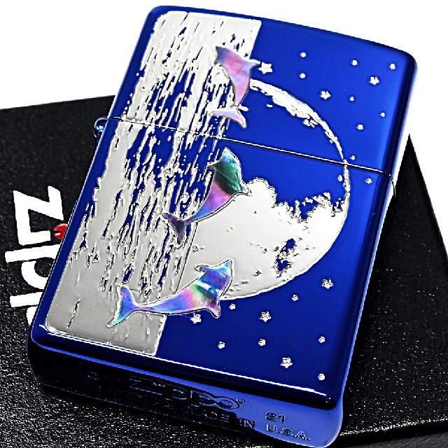 ZIPPO(ジッポー)の『送料無料』新品◇ZIPPO◇ドルフィン プラネット◇シェル◇ブルー◇ジッポ メンズのファッション小物(タバコグッズ)の商品写真