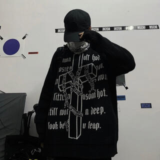 【大人気】 ストリート ニット ロゴ 韓国 ヴィンテージクロスセーター(ニット/セーター)