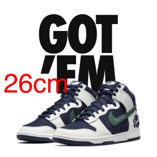 ナイキ(NIKE)のNike Dunk High EMB "College Navy"  26cm(スニーカー)