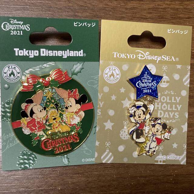 TDL&TDS クリスマス2021 ミッキー &ミニー ピンバッジ 2個set