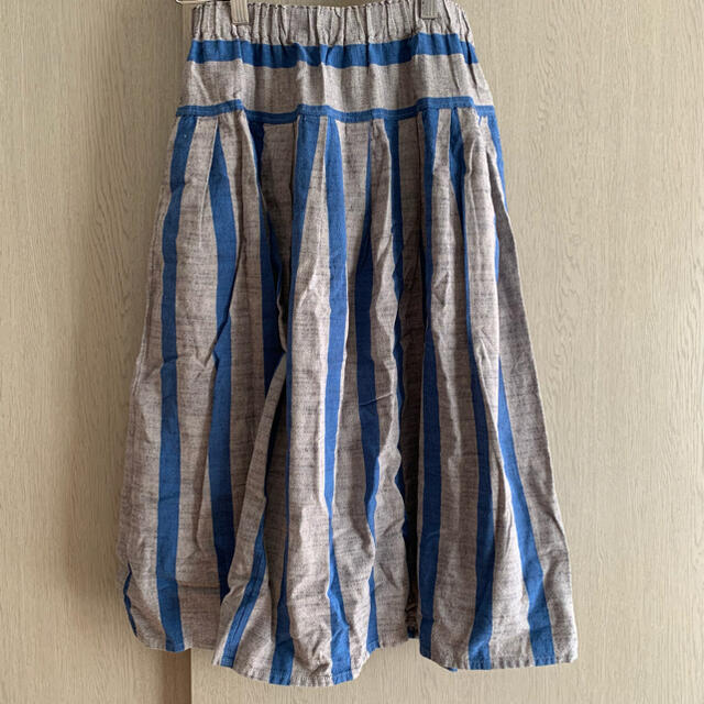 nest Robe(ネストローブ)のヤンマ産業　会津木綿　タックスカート　ひじり縞 レディースのスカート(ひざ丈スカート)の商品写真
