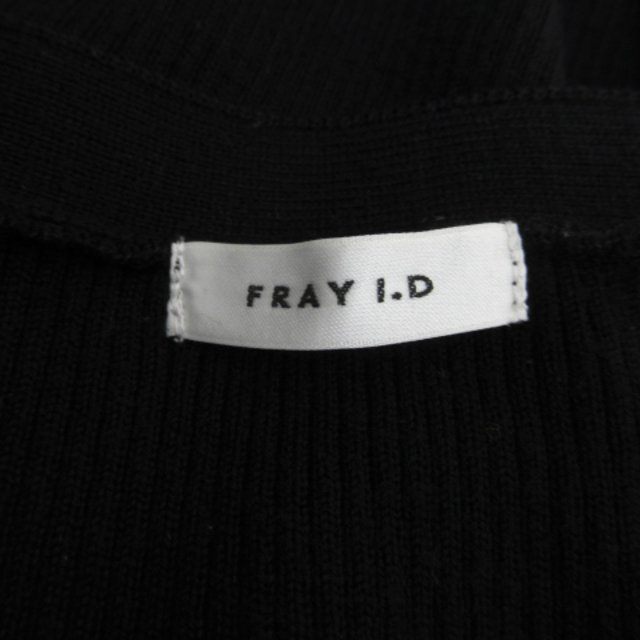 FRAY I.D(フレイアイディー)のフレイアイディー ニットカーディガン リブ ミドル丈 無地 F 黒 /FF41 レディースのトップス(カーディガン)の商品写真