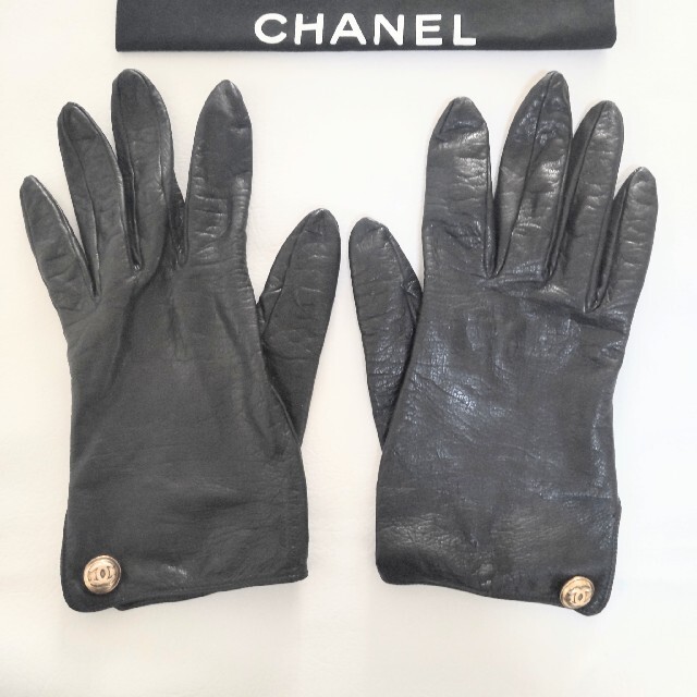 CHANEL シャネル 手袋 グローブ ラムスキン ブラック ココマーク