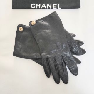 シャネル(CHANEL)のCHANEL シャネル 手袋 グローブ ラムスキン ブラック ココマーク(手袋)