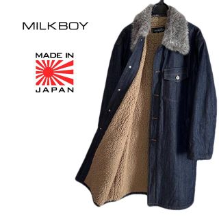 ミルクボーイ(MILKBOY)の希少★ミルクボーイ ファー付き 内側ボア デザインロングデニムコート (チェスターコート)