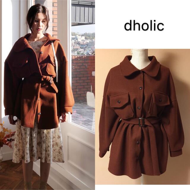 dholic(ディーホリック)の≪人気商品再入荷≫ジャケット オーバーサイズ ゆったり ベルト セット レディースのジャケット/アウター(その他)の商品写真