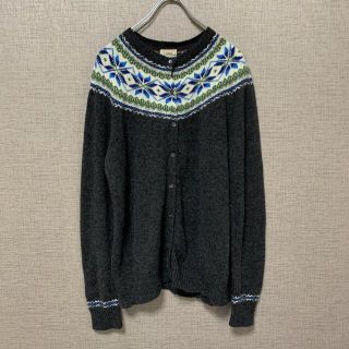 エルエルビーン(L.L.Bean)の90s エルエルビーン　ビンテージ　used 古着　ノルディック　アメリカ古着(カーディガン)