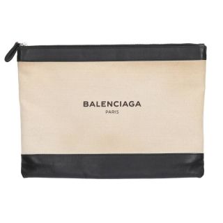 バレンシアガ(Balenciaga)のバレンシアガ 420407 ロゴプリントレザー切替キャンバスクラッチバッグ(セカンドバッグ/クラッチバッグ)