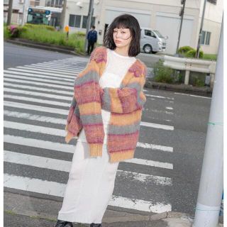 PERVERZE Stripe mohair wide cardigan