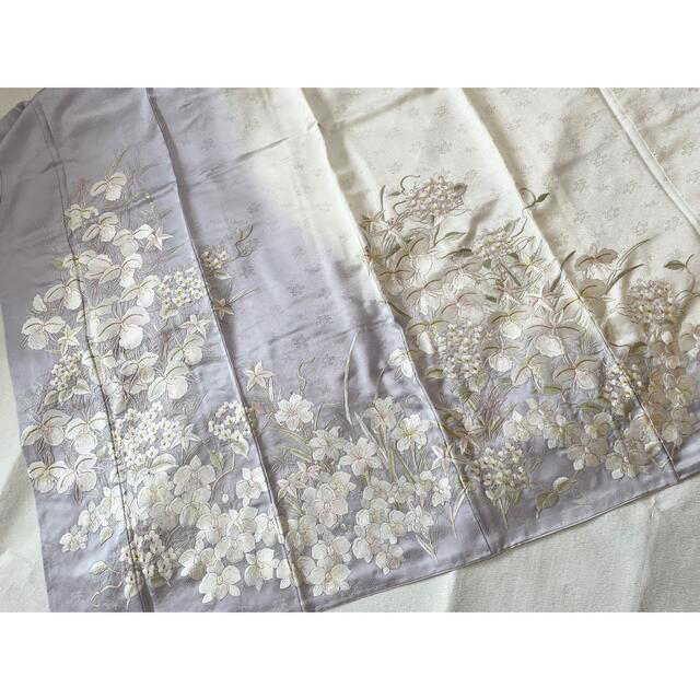 ご専用【豪華総刺繍訪問着】尾峨佐染繍 総手刺繍 正絹☆藤色×ホワイト