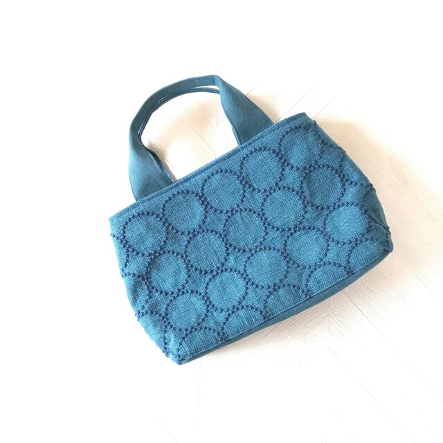 ミナペルホネン ハンドメイド バック スカイフラワー タンバリン ブルー 7