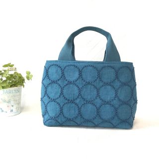 ミナペルホネン ハンドメイド バック スカイフラワー タンバリン ブルー