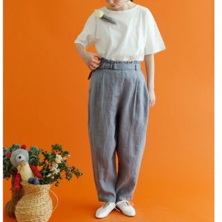 Malle　リネン　ファーマーズキュロットパンツ　シャンブルドゥシャーム