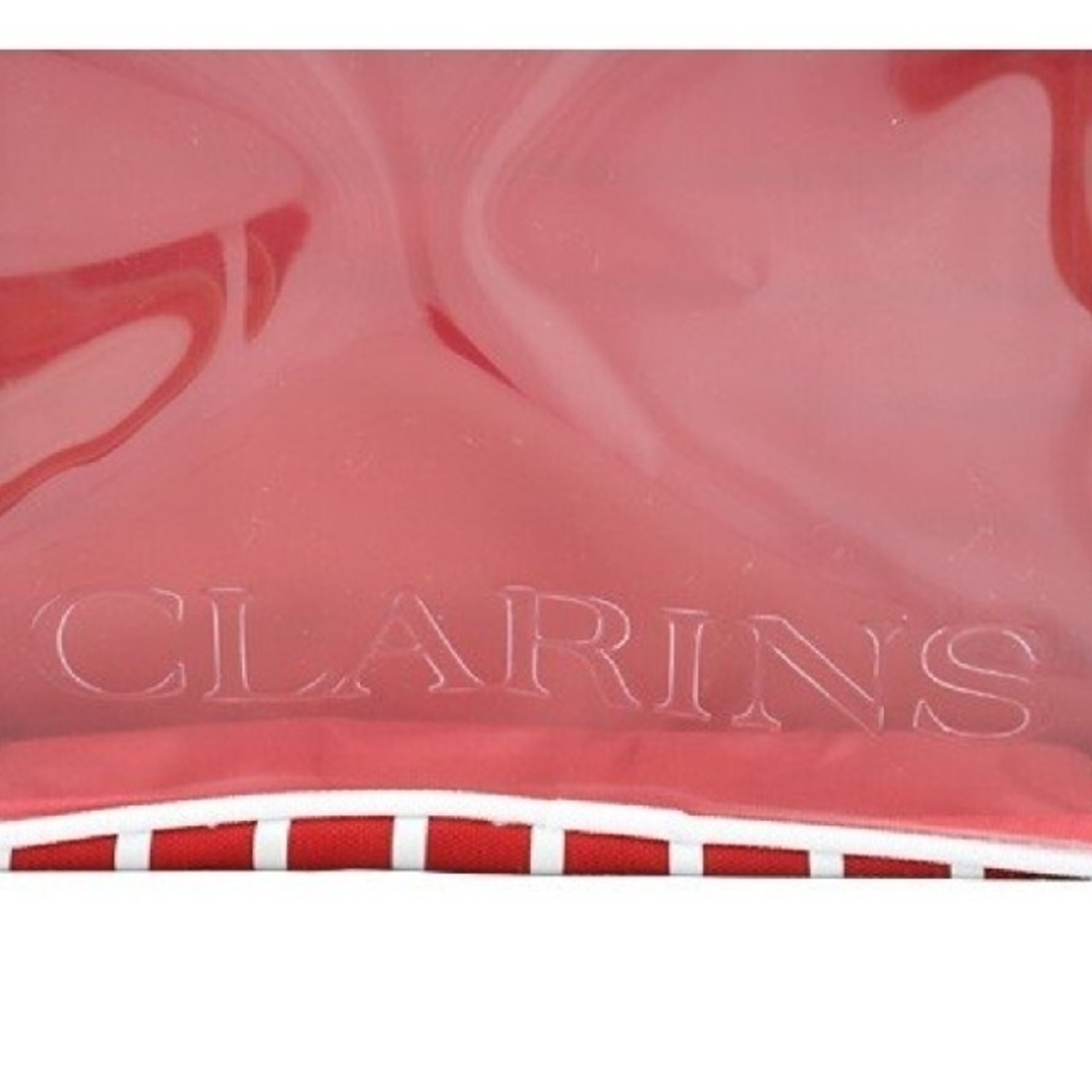 CLARINS(クラランス)のクラランス CLARINS ストライプポーチL #レッド レディースのバッグ(その他)の商品写真