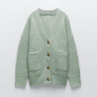 ザラ(ZARA)のZARA パッチポケットニットカーディガン　S(カーディガン)