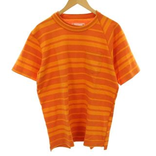 サカイ(sacai)のサカイ ボーダーレイヤード Tシャツ カットソー コットン 半袖 2 オレンジ(Tシャツ/カットソー(半袖/袖なし))