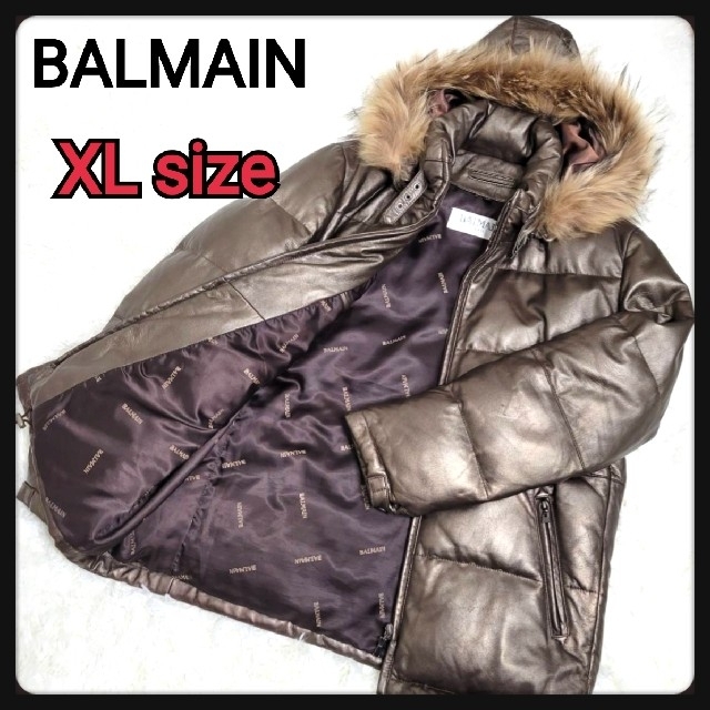 【羊革】BALMAIN バルマン ラムレザー ダウンジャケット XLサイズ