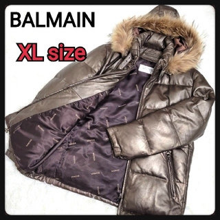 バルマン(BALMAIN)の【羊革】BALMAIN バルマン ラムレザー ダウンジャケット XLサイズ(ダウンジャケット)