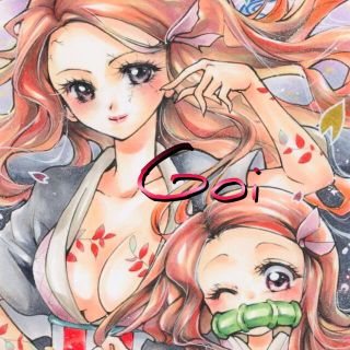 【リクエスト品】鬼化&チビ長女 手描きイラスト