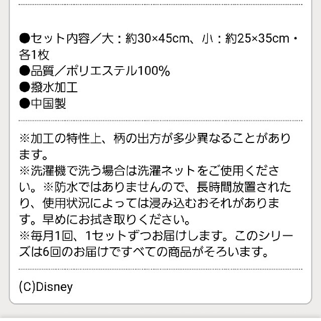 Disney(ディズニー)の撥水加工のランチョンマット2サイズセット(ディズニーシリーズ) インテリア/住まい/日用品のキッチン/食器(テーブル用品)の商品写真