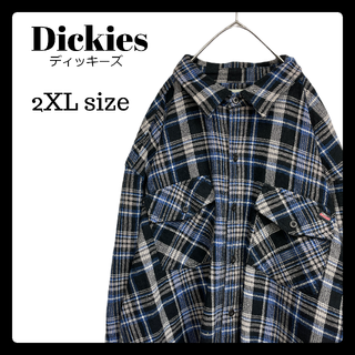 ディッキーズ(Dickies)のUSA古着 ディッキーズ ヘビーウェイト ネルシャツ 長袖シャツ 青 黒 2XL(シャツ)