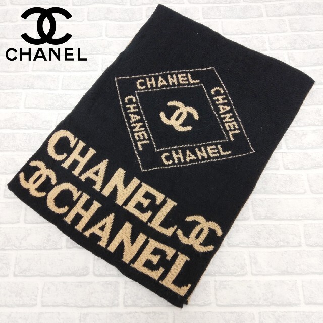 美品　希少　CHANEL　シャネル　マフラー　ノベルティ　ココマーク黒ブラックベージュ送料