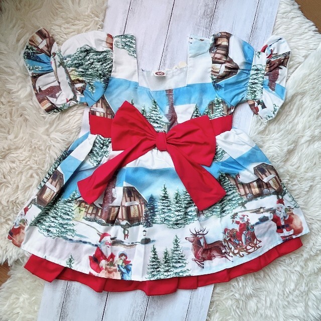 クリスマス ドレス ワンピース  サンタ 女の子 北欧 キッズ 服 キッズ/ベビー/マタニティのキッズ服女の子用(90cm~)(ワンピース)の商品写真