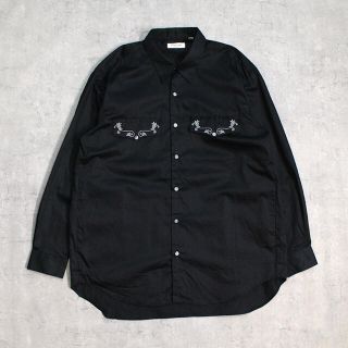 コムデギャルソン(COMME des GARCONS)の◎90s◎vintage◎サテンシャツ◎ブラックシャツ◎刺繍◎モノトーン◎レア◎(シャツ)