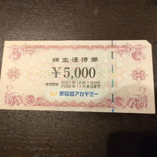 早稲田アカデミー株主優待券5000円(その他)