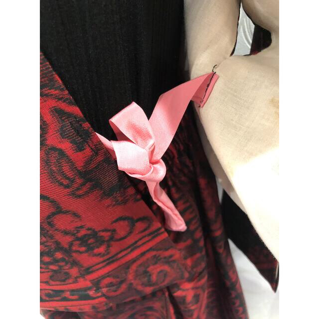 着物リメイク 赤 エレガント ショート丈羽織 ロングスカート レディースのレディース その他(セット/コーデ)の商品写真