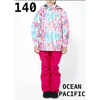 オーシャンパシフィック(OCEAN PACIFIC)の140cm スキーウェア 上下セット ピンク スノボー 女の子 上下セット(ウエア/装備)