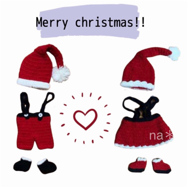 ニット編み サンタスカート ベビー 手編み風 仮装 クリスマス セットアップ