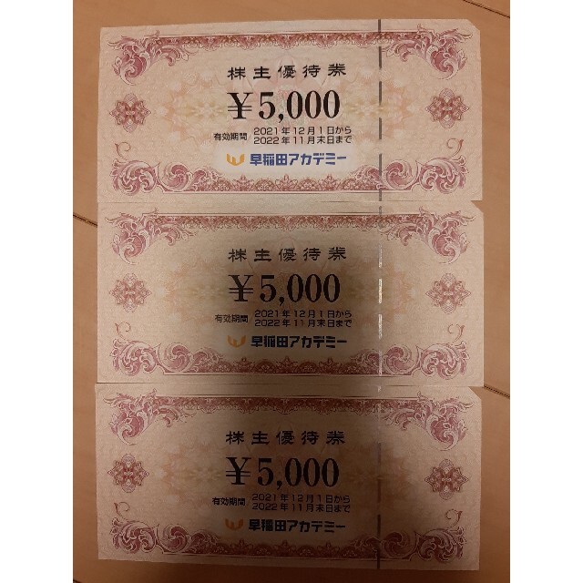 早稲田アカデミー 株主優待 15000円分 - その他