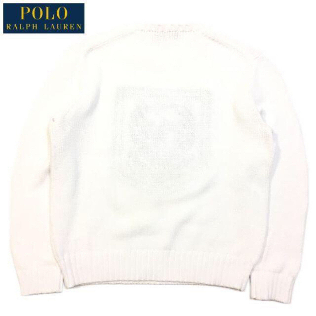 POLO RALPH LAUREN(ポロラルフローレン)の美品 希少 ＸＬ ポロ ラルフローレン クレスト 刺繍 コットンセーター 白 メンズのトップス(ニット/セーター)の商品写真