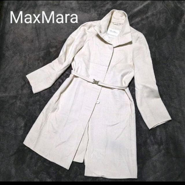 MaxMara　マックスマーラ　白タグ　ロングコート　スタンドカラーコート