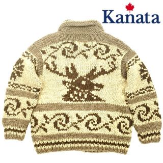 カナタ(KANATA)の数量限定品ビッグサイズ◆Kanata◆カナダ製カウチンセーター茶メンズXL位(ニット/セーター)