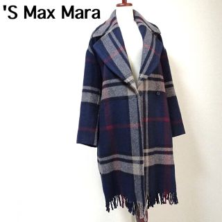 マックスマーラ(Max Mara)の'S Max Mara マックスマーラ チェック フリンジデザイン ロングコート(ロングコート)