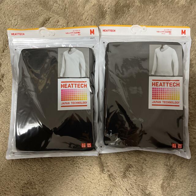 UNIQLO(ユニクロ)のユニクロ  ヒートテックVネックT（9分袖） サイズM  カラー黒  2袋セット メンズのトップス(その他)の商品写真