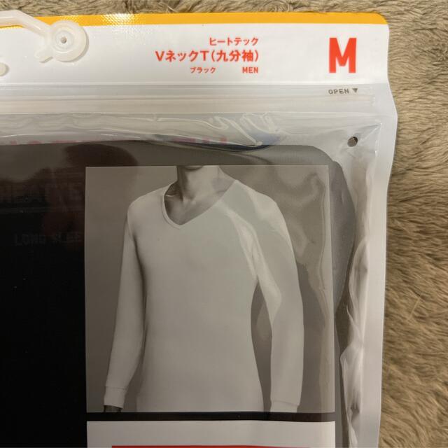 UNIQLO(ユニクロ)のユニクロ  ヒートテックVネックT（9分袖） サイズM  カラー黒  2袋セット メンズのトップス(その他)の商品写真