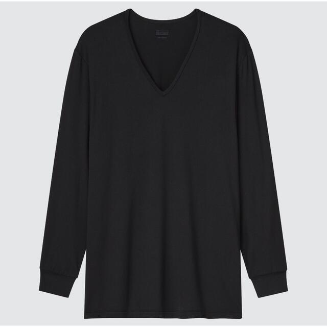 UNIQLO(ユニクロ)のユニクロ  ヒートテックVネックT（9分袖） サイズM  カラー黒  2袋セット メンズのトップス(その他)の商品写真