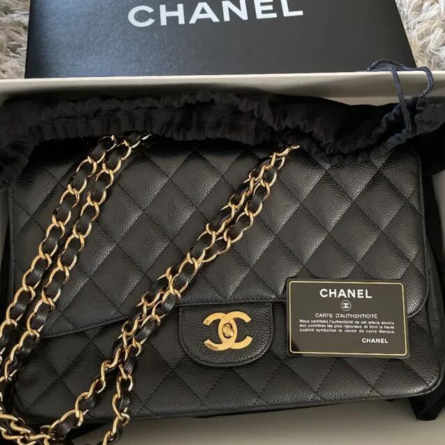 CHANEL - CHANEL キャビアスキン マトラッセ Wチェーンバッグ