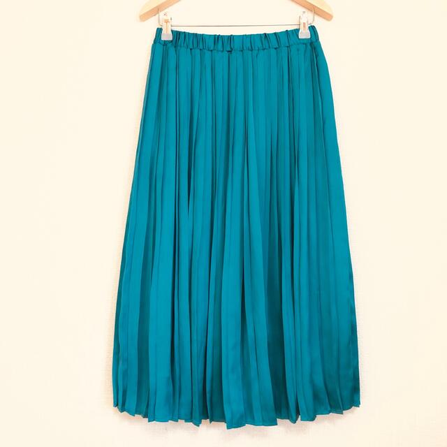 kumikyoku（組曲）(クミキョク)のクミキョク 組曲 プリーツスカート プリーツロングスカート ウエストゴム 青緑S レディースのスカート(ロングスカート)の商品写真