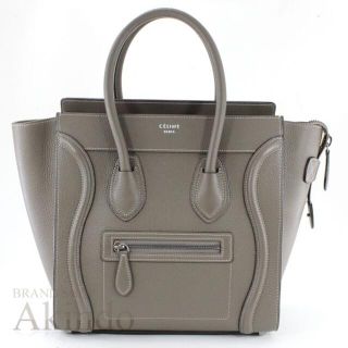 セリーヌ(celine)のセリーヌ ラゲージ マイクロショッパー ハンドバッグ グレージュ トートレザー(トートバッグ)