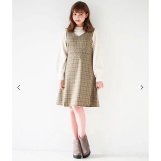 マジェスティックレゴン(MAJESTIC LEGON)の【美品】マジェスティックレゴン ∞チェック柄ノースリワンピース ジャンスカ(ひざ丈ワンピース)